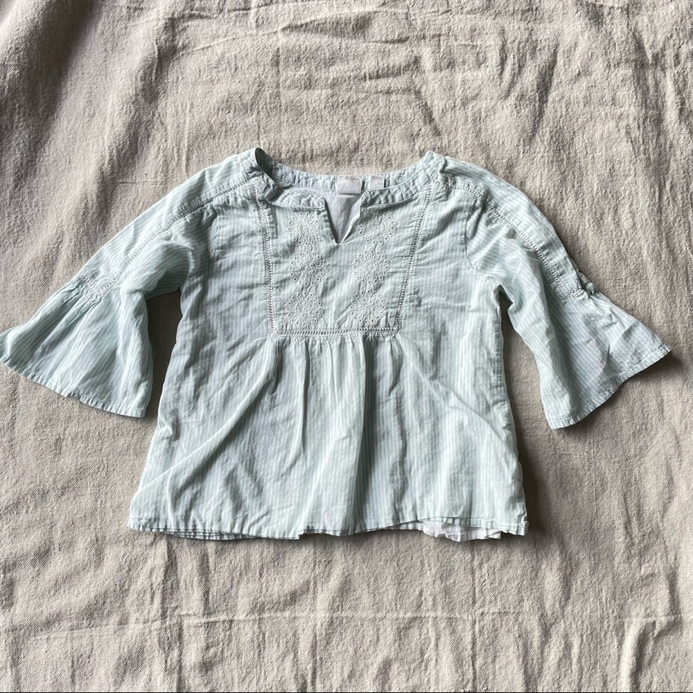 GAP green & white striped boho top